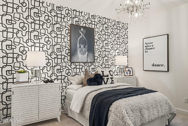 17738 W Onyx Ave, Waddell, AZ 85355 - carpeted bedroom with a chandelier and baseboards