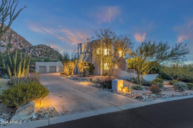 view of front of house with a mountain view