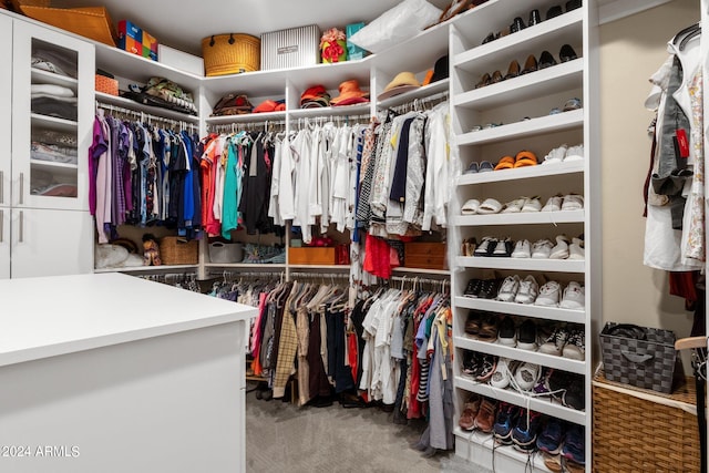 spacious closet featuring carpet flooring