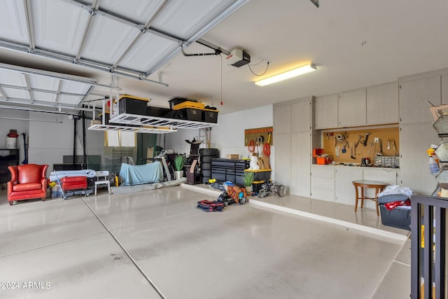 garage with a garage door opener