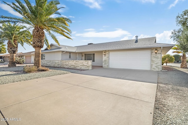 ranch-style home with a garage