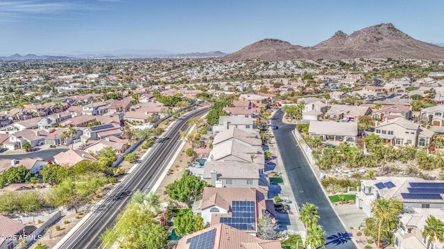 drone / aerial view with a mountain view and a residential view