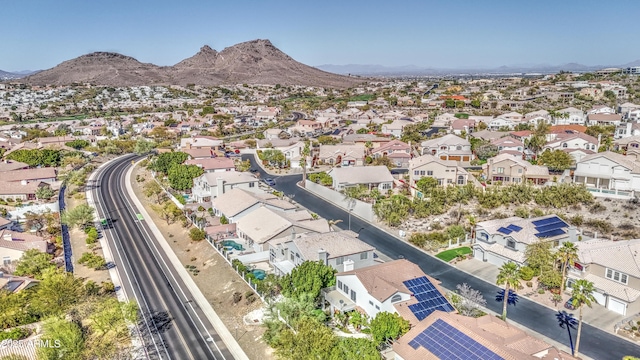 aerial view with a residential view and a mountain view