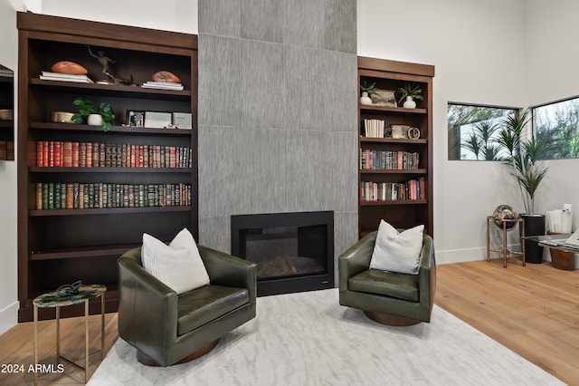 living area featuring hardwood / wood-style floors