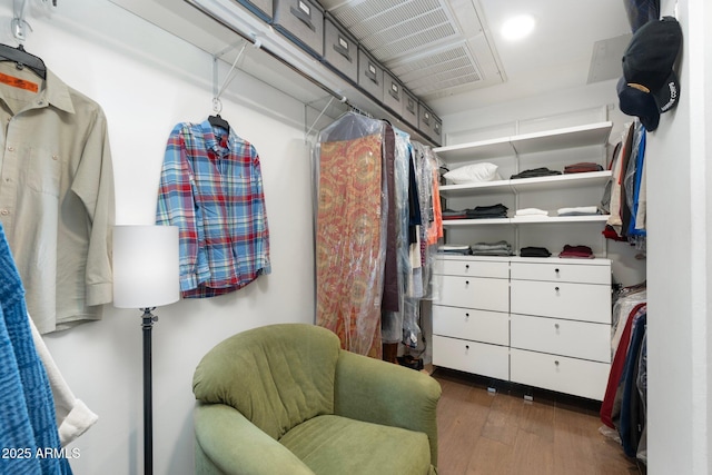 spacious closet with wood finished floors
