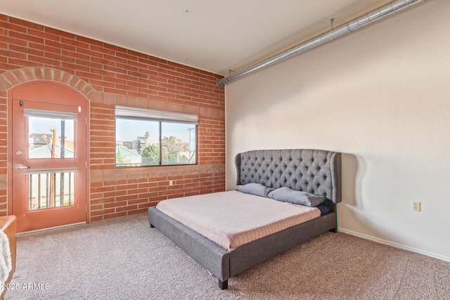 424 S 2nd St Unit 203, Phoenix, AZ 85004 - bedroom featuring carpet flooring and brick wall