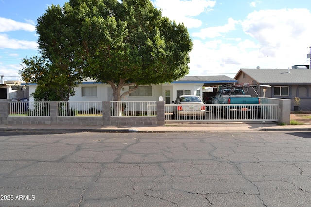 view of front of home featuring a fenced front yard