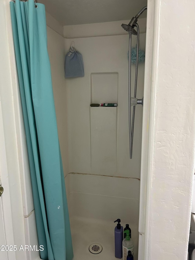 bathroom with a shower stall