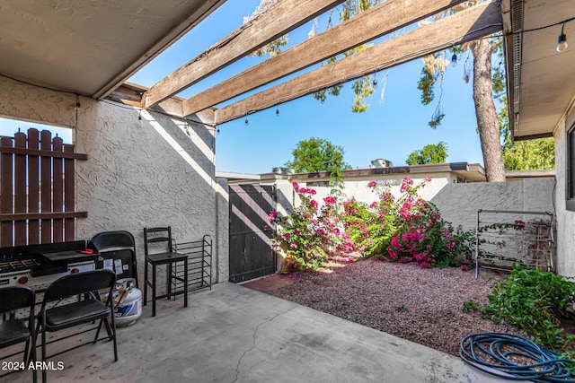 view of patio / terrace featuring a pergola