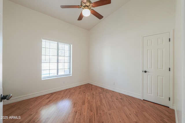 238 W Myrna Ln, Tempe, AZ 85284 - empty room featuring light wood finished floors, ceiling fan, and high vaulted ceiling