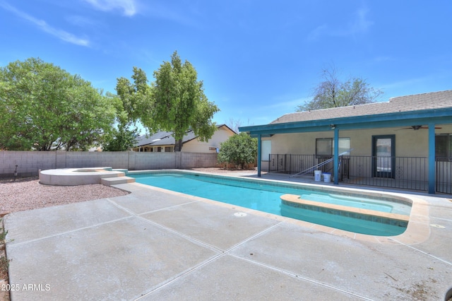238 W Myrna Ln, Tempe, AZ 85284 - view of swimming pool with a pool with connected hot tub, a fenced backyard, and a patio