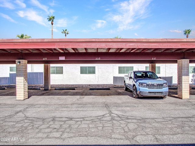 view of covered parking lot