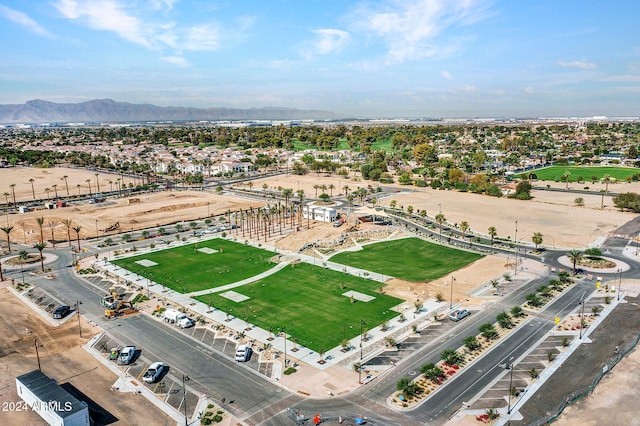 bird's eye view with a mountain view