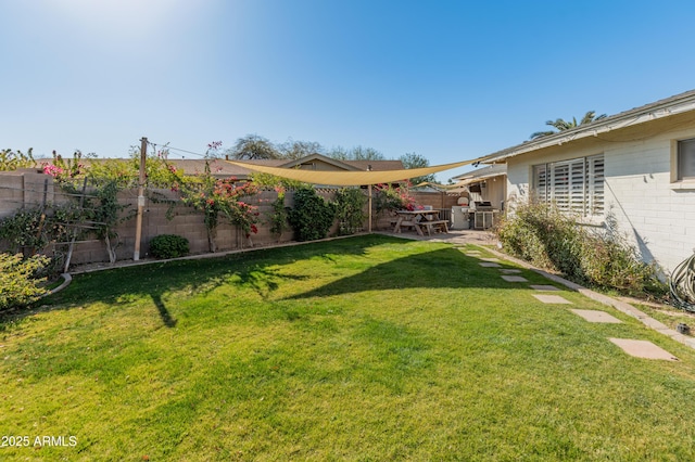 view of yard with a patio area