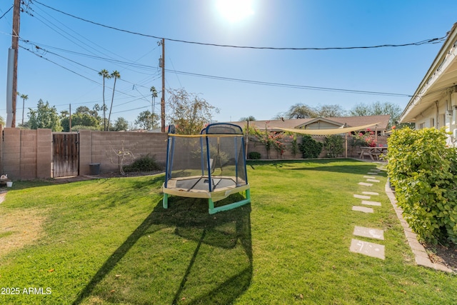 view of yard with a trampoline