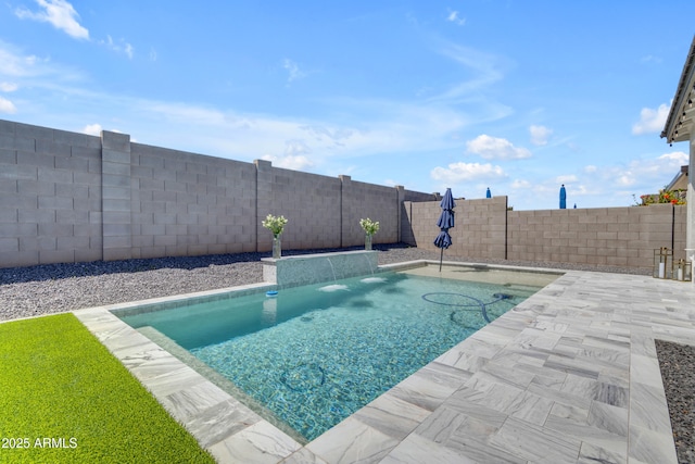 view of pool with a fenced backyard and a fenced in pool