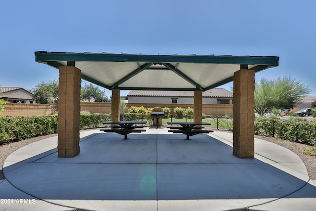 view of terrace with a gazebo