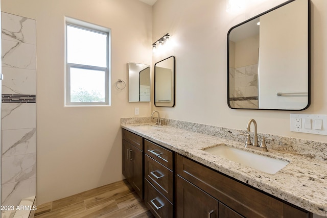 48111 N 7th Ave, New River, AZ 85087 - bathroom with a shower, hardwood / wood-style floors, and vanity