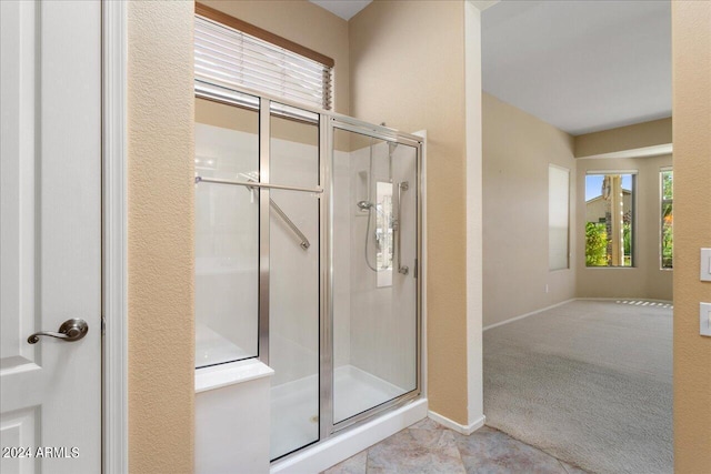 bathroom with a healthy amount of sunlight and walk in shower