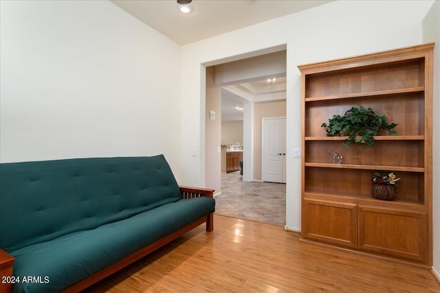 living area with light hardwood / wood-style floors