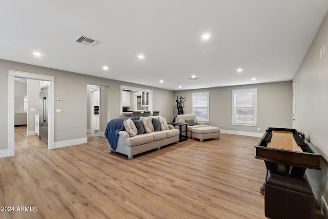 living room with light wood-type flooring