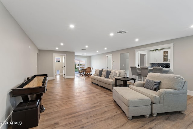 living room featuring light hardwood / wood-style flooring