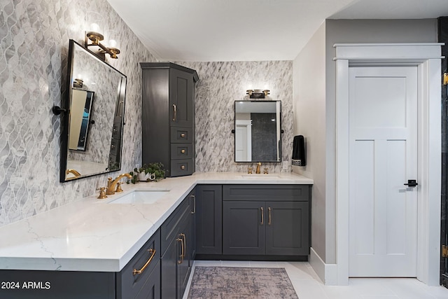 bathroom featuring vanity and tile patterned flooring