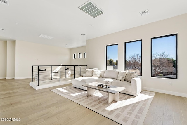 living room featuring light hardwood / wood-style floors