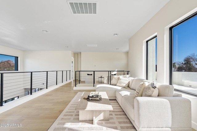 living room featuring light hardwood / wood-style floors