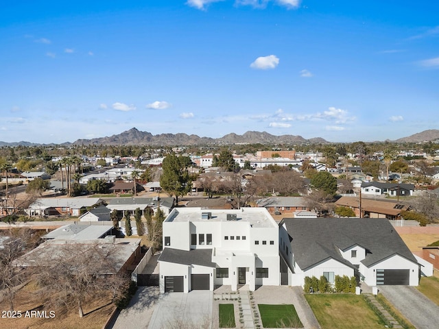 aerial view with a mountain view