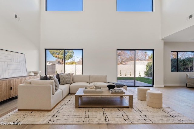 living room featuring light wood-type flooring