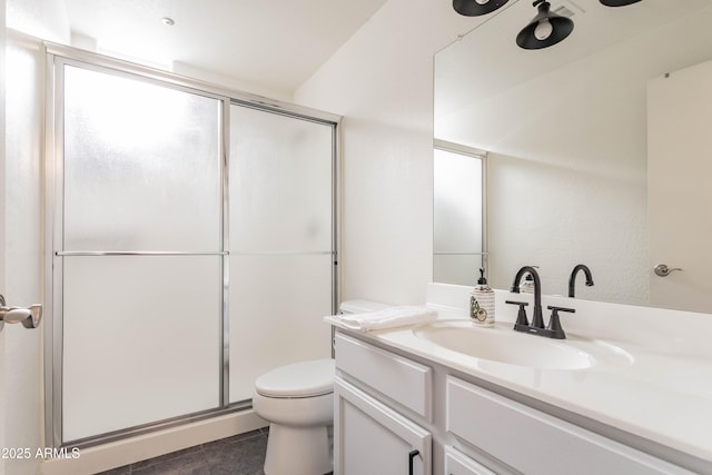 706 E Washington St Unit 124, Phoenix, AZ 85034 - bathroom featuring vanity, a shower stall, and tile patterned flooring