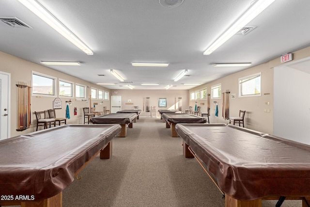 playroom featuring plenty of natural light and billiards