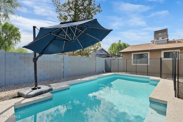 view of pool featuring central AC unit