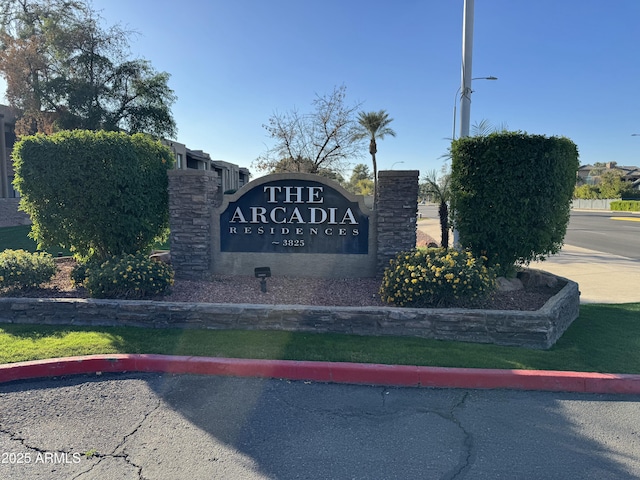 view of community sign