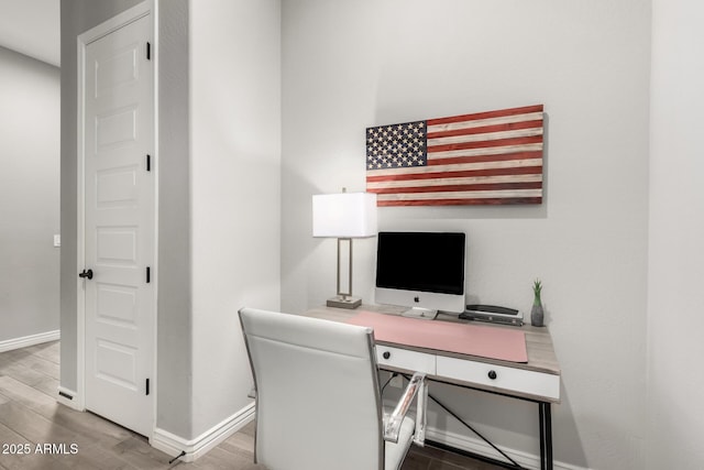 office space with dark hardwood / wood-style floors