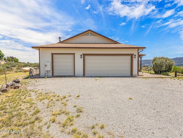 view of detached garage