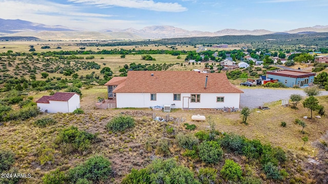 aerial view with a mountain view