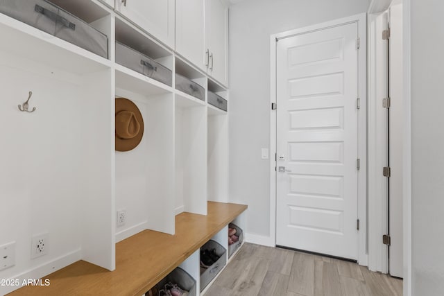 mudroom featuring light hardwood / wood-style floors