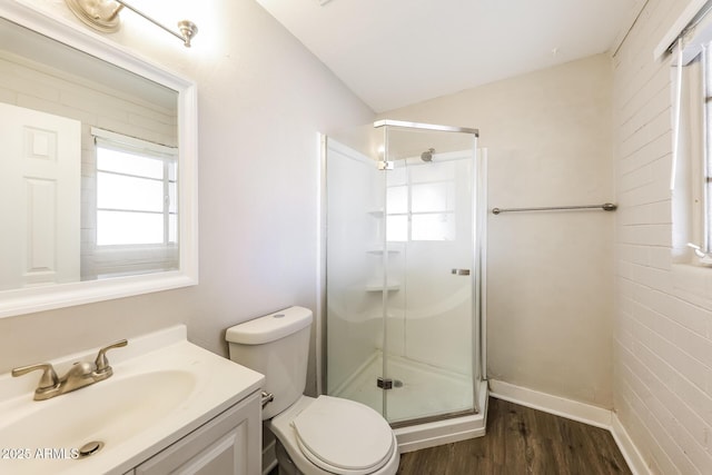 3238 W Rose Ln, Phoenix, AZ 85017 - full bath with a stall shower, wood finished floors, and vanity