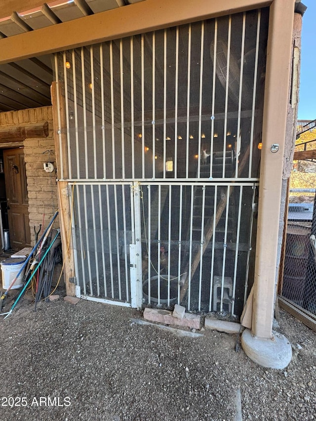 exterior space with an outbuilding