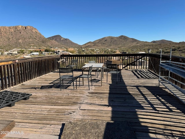 deck featuring a mountain view