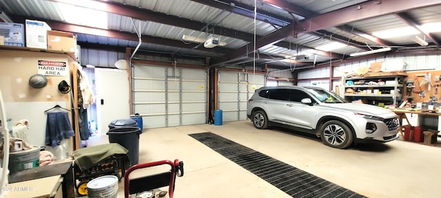 garage with a garage door opener