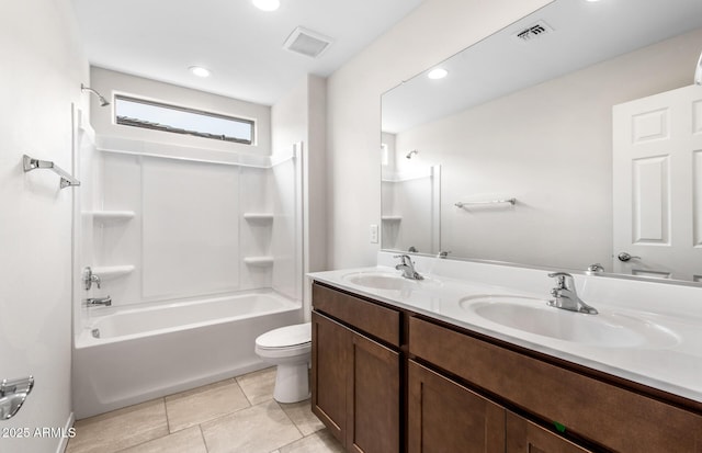 17857 W Getty Dr, Goodyear, AZ 85338 - full bathroom featuring vanity, tile patterned flooring, toilet, and bathtub / shower combination