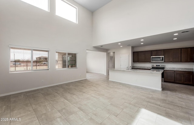 kitchen with a center island with sink, a healthy amount of sunlight, stainless steel appliances, and sink