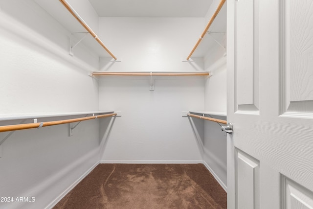 spacious closet with dark colored carpet