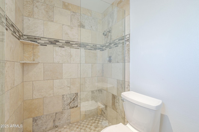 bathroom featuring a shower stall and toilet
