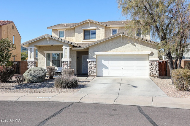 view of front of property with a garage