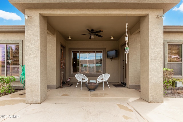 view of patio / terrace with ceiling fan