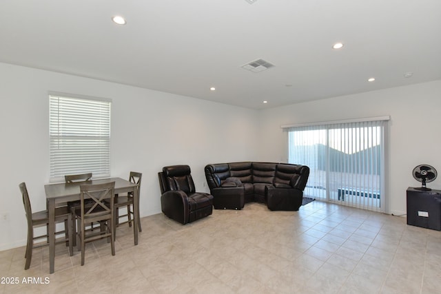 view of tiled living room